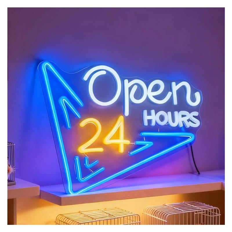 Decor Lighting Opening Hours - Letreiro neon aberto 24 horas, luz