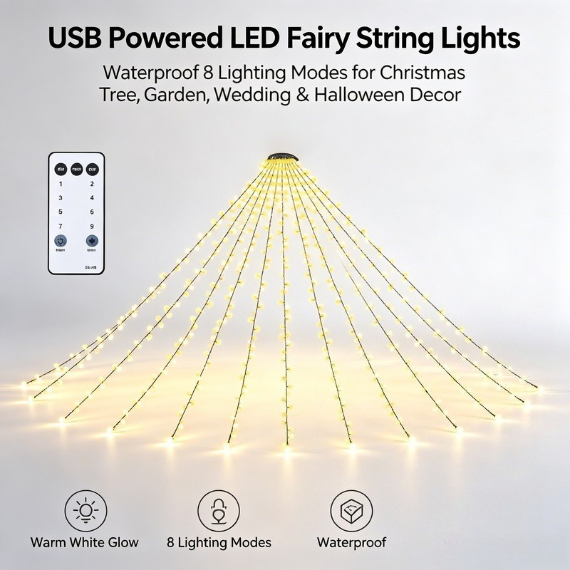 Garden Lighting Decor - Luzes de Fada LED USB, Luzes