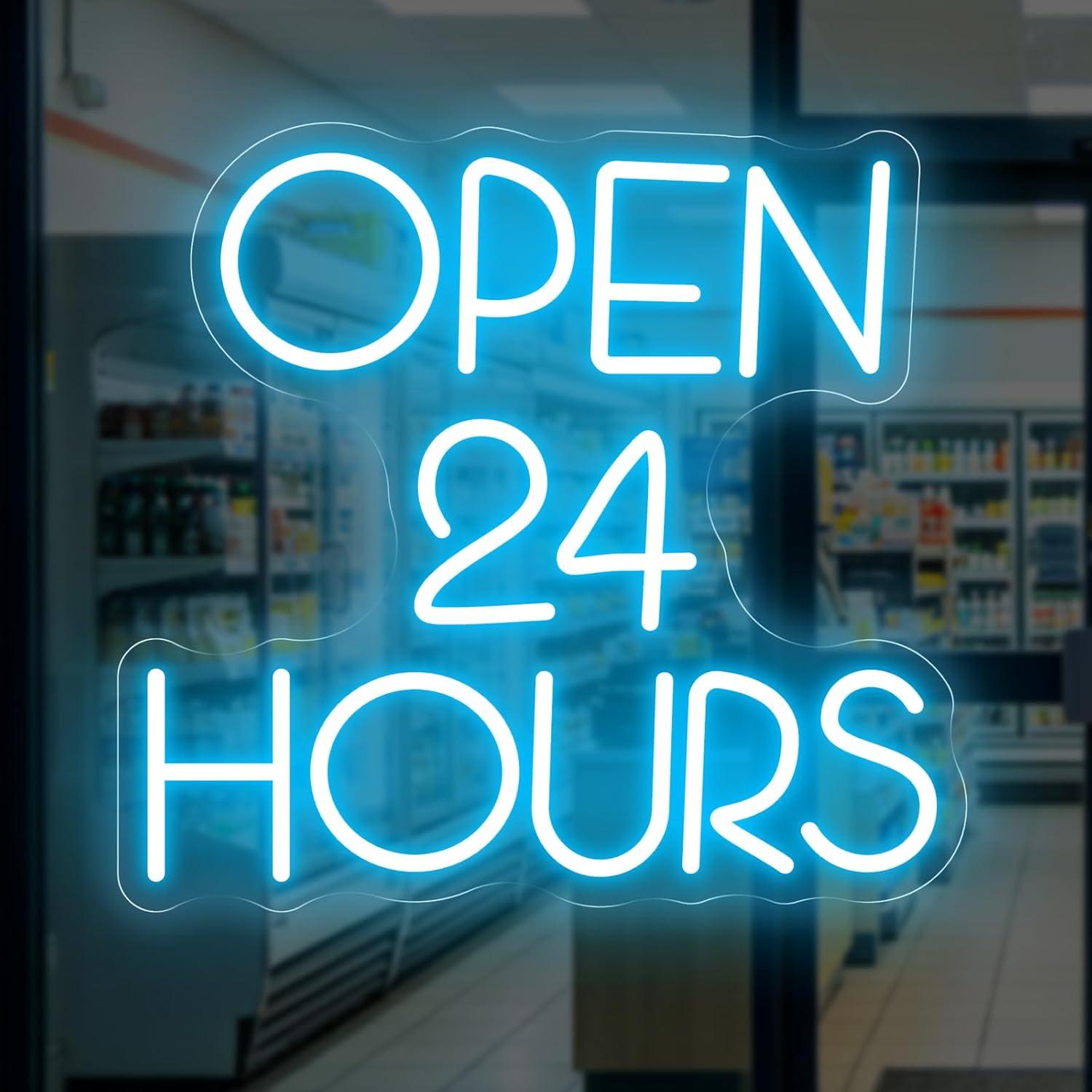 Decor Lighting Opening Hours - Letreiro Neon Aberto 24 Horas com