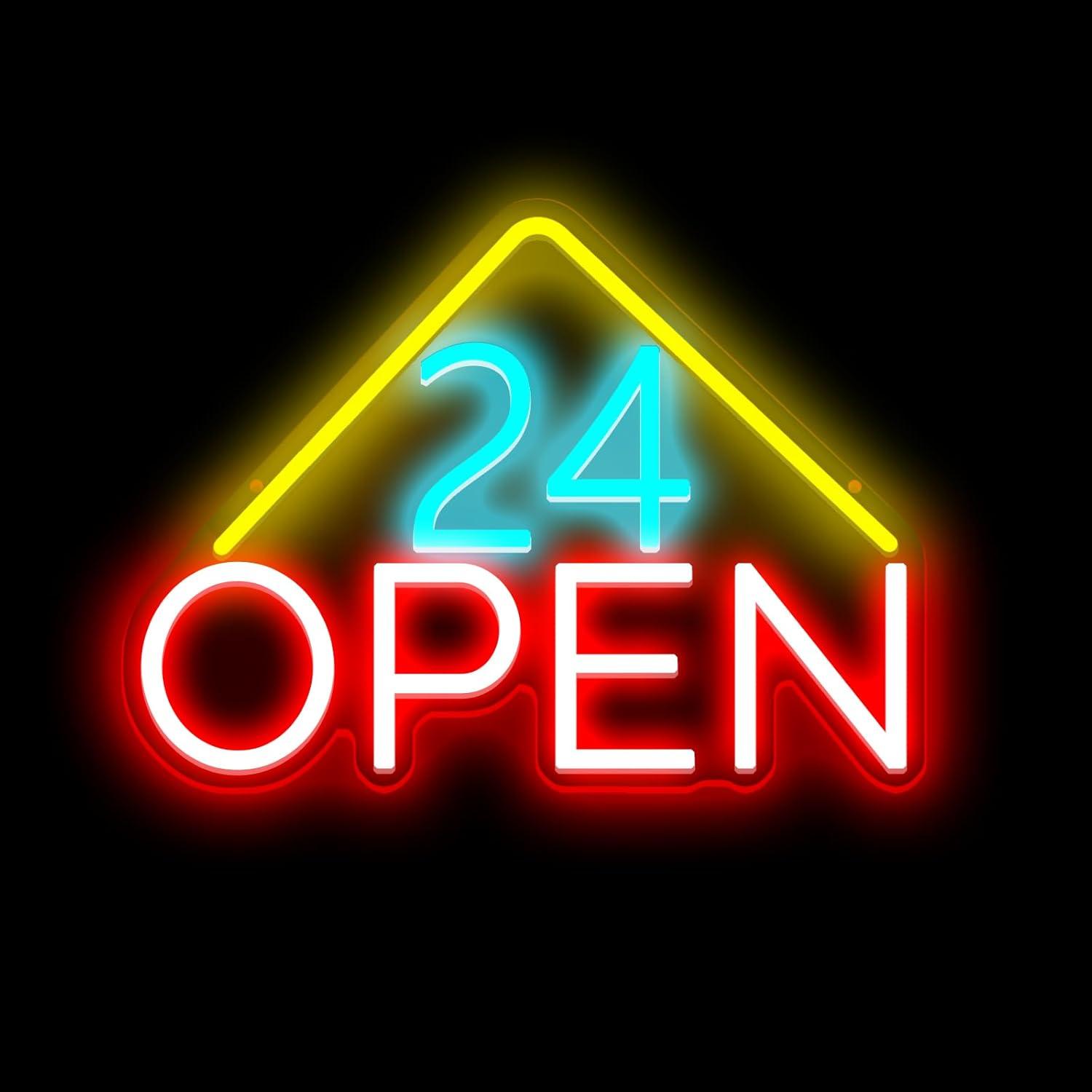 Decor Lighting Opening Hours - Letreiro Neon Aberto 24 Horas com