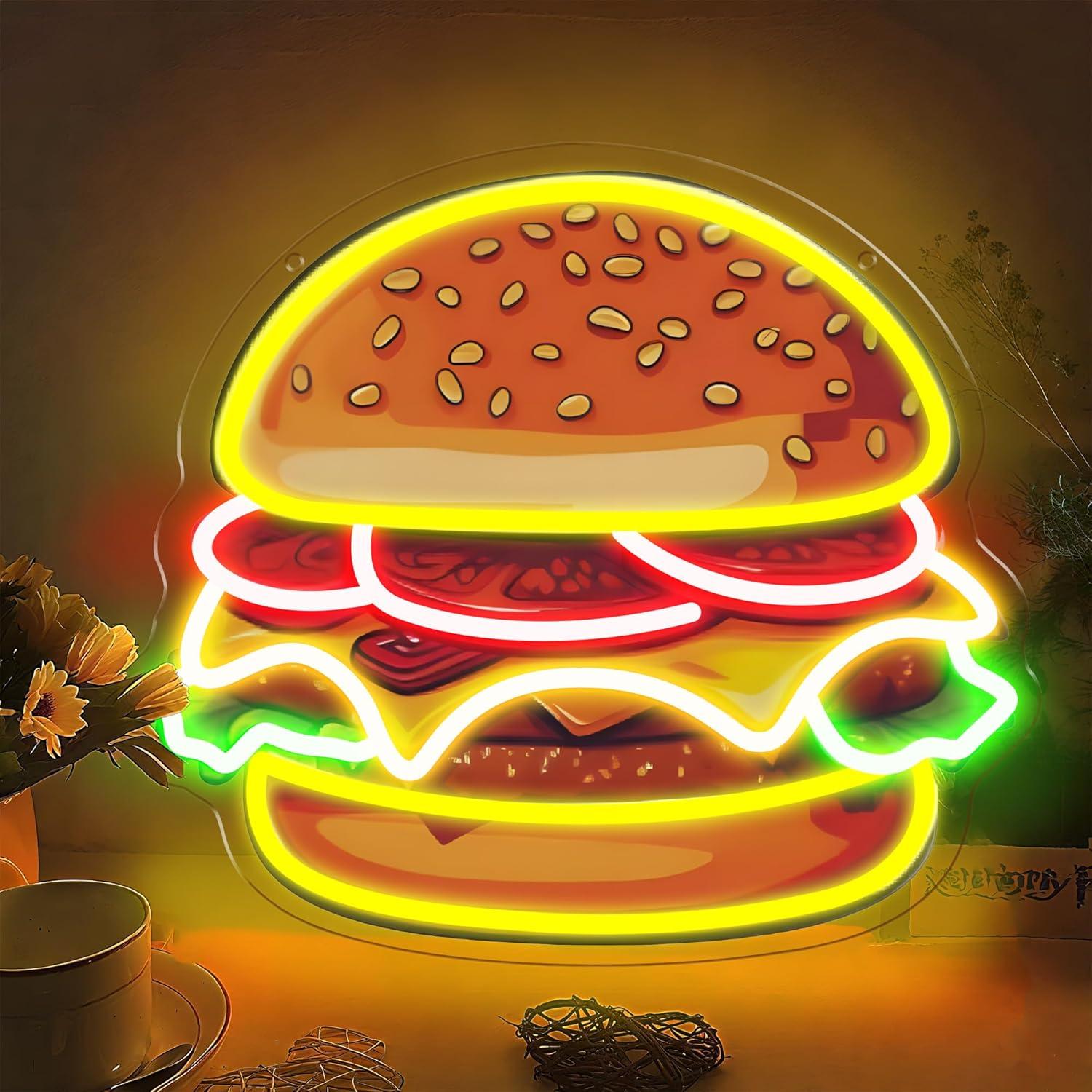 Kitchen Decor Lighting - Letreiro Neon LED de Hambúrguer para