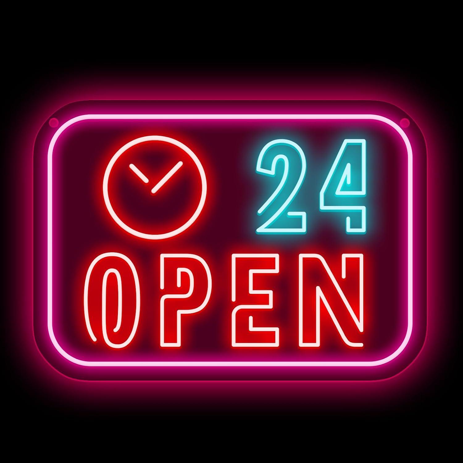 Decor Lighting Opening Hours - Letreiro Neon 24 Horas com Luz