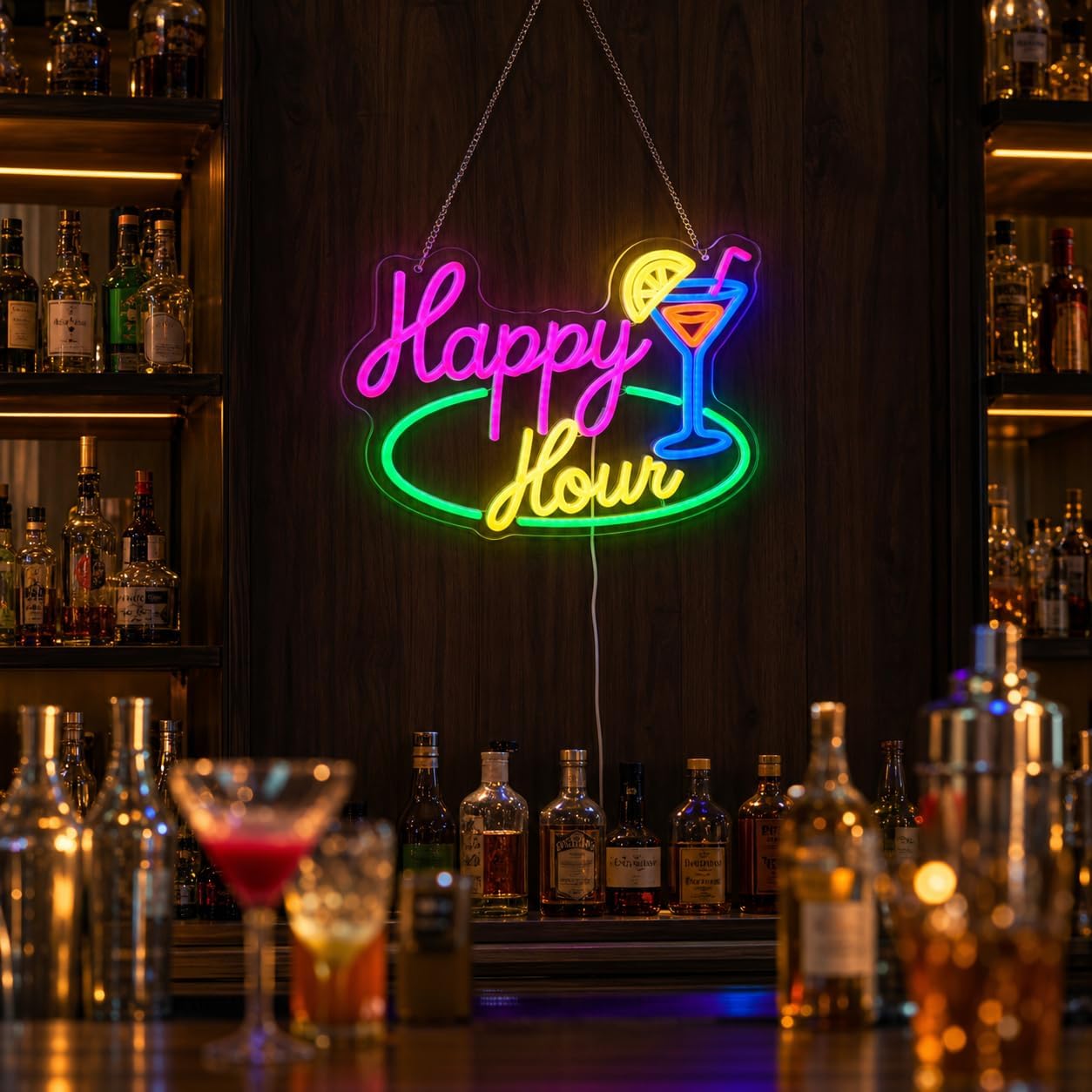 Letreiro de néon LED Happy Hou - Decor Lighting Opening Hours avaliação e preço