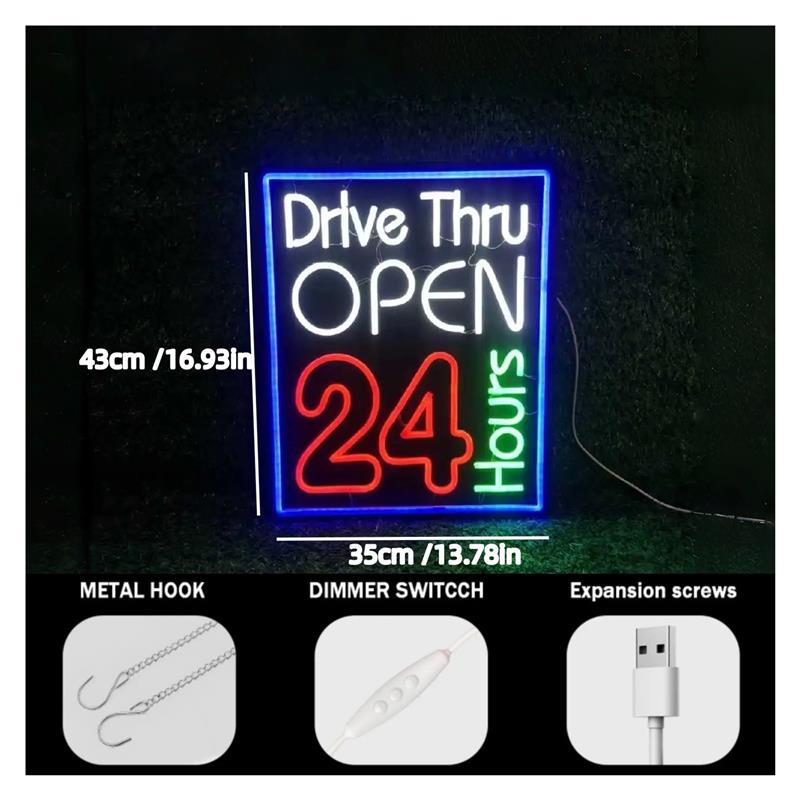 Letreiro Neon Aberto 24 Horas  - Decor Lighting Opening Hours avaliação e preço