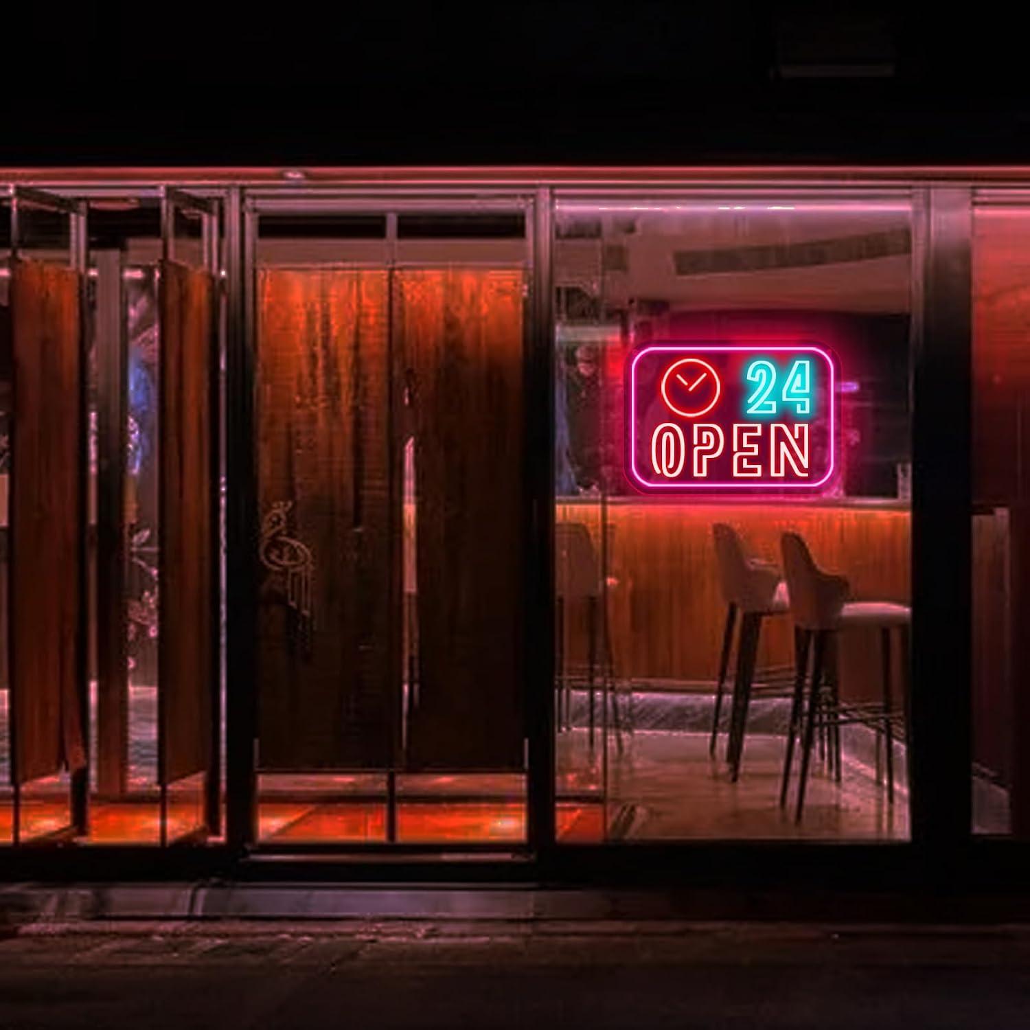 Letreiro Neon 24 Horas com Luz - Decor Lighting Opening Hours avaliação e preço