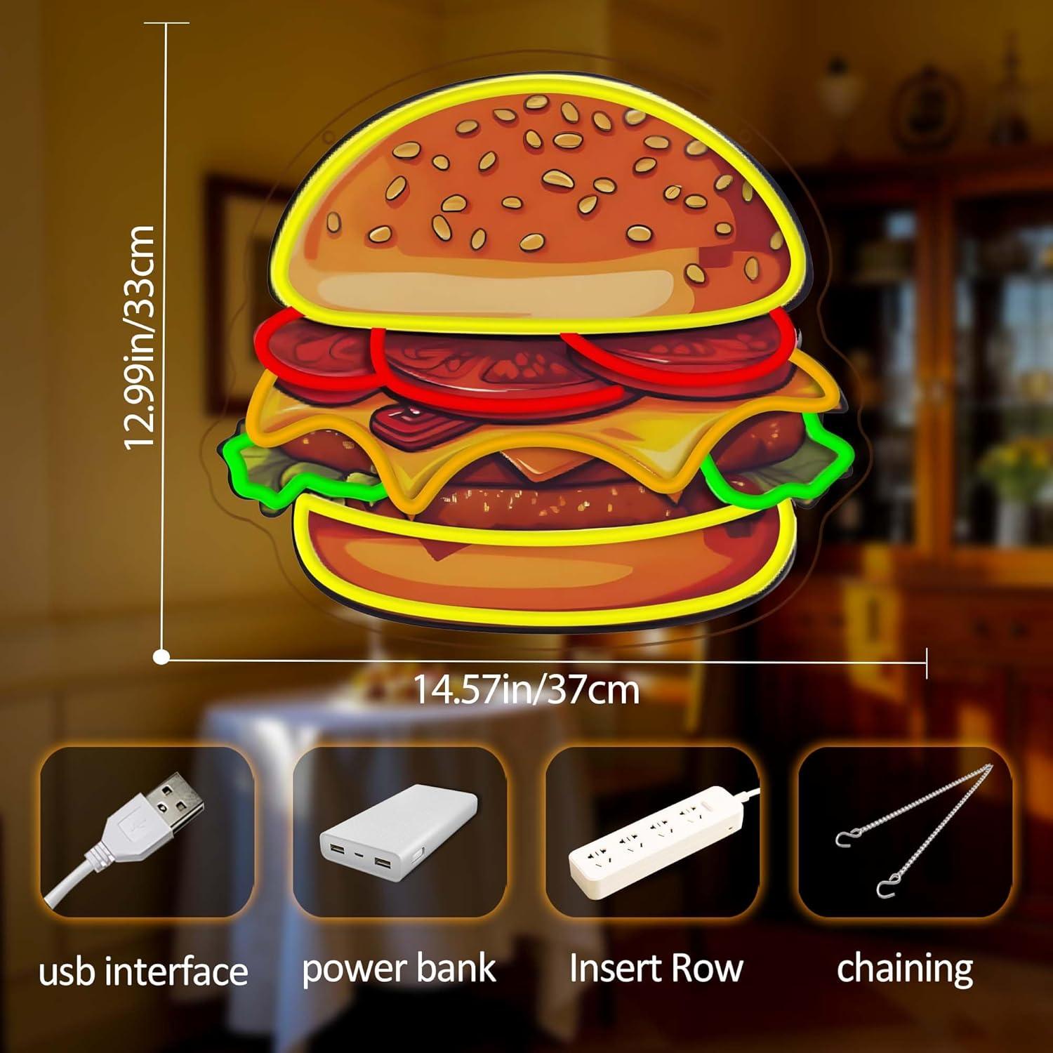 Letreiro Neon LED de Hambúrgue - Kitchen Decor Lighting avaliação e preço